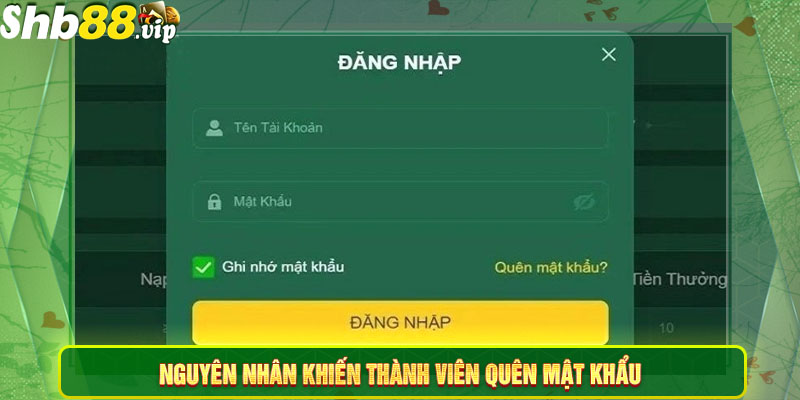 Nguyên nhân khiến thành viên quên mật khẩu